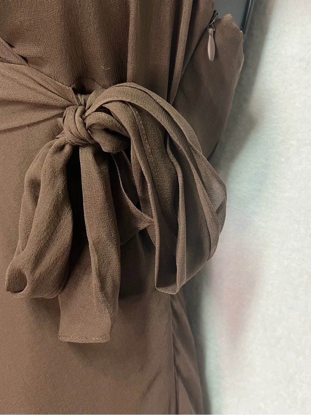 BCBG Max Azria Brown Silk Halter Dress Fairy Boho Whimsigoth Y2K Midi Asym Hem - Picture 2 of 6